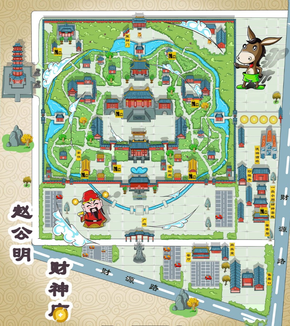 嫩江寺庙类手绘地图